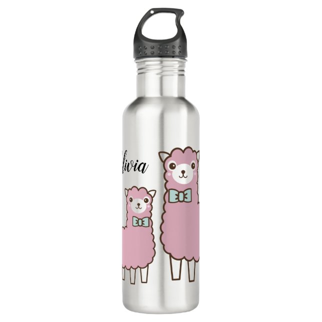 Momma und Baby Llama Edelstahlflasche (Vorderseite)