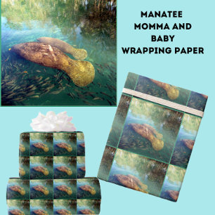 Momma und Baby Manateure Wrapping Paper Geschenkpapier