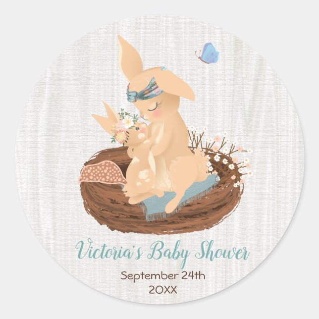 Momma und Babyhasen Duschkleber Runder Aufkleber (Vorderseite)