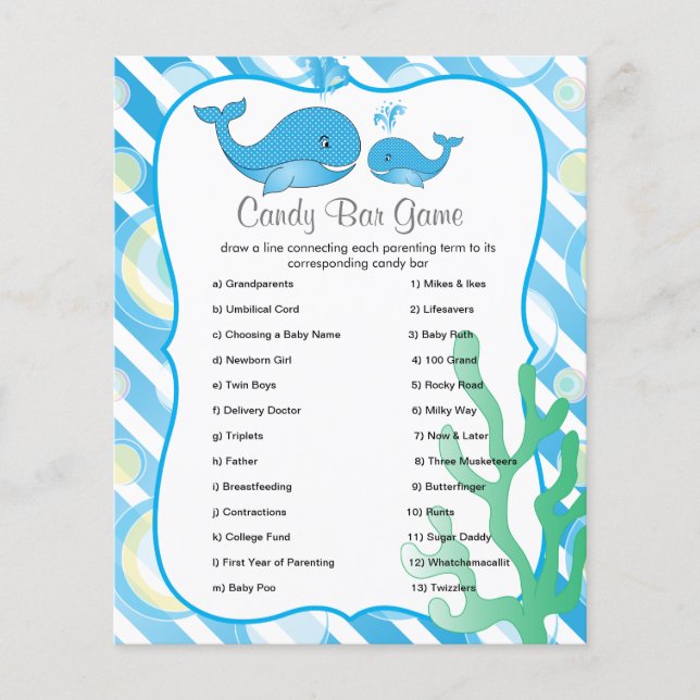Momma Whale und ihr Baby Boy - Candy Bar Game Flyer (Vorne)