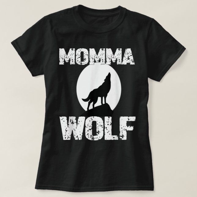 Momma Wolf Moon Silhouette Design T-Shirt (Design vorne)