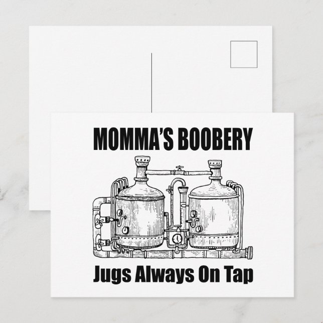 Mommas Boobery Jugs immer Gestochen Feiertagspostkarte (Vorne/Hinten)