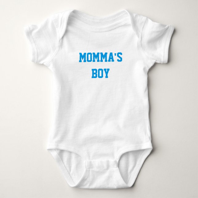 "MOMMA'S BOY" Baby Boy Cotton Bodysuit Strampler (Vorderseite)