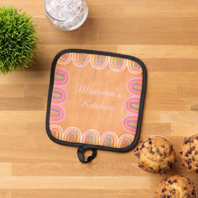 Momma's Kitchen Folk Rainbow Pattern Topflappen (Oben Unten)