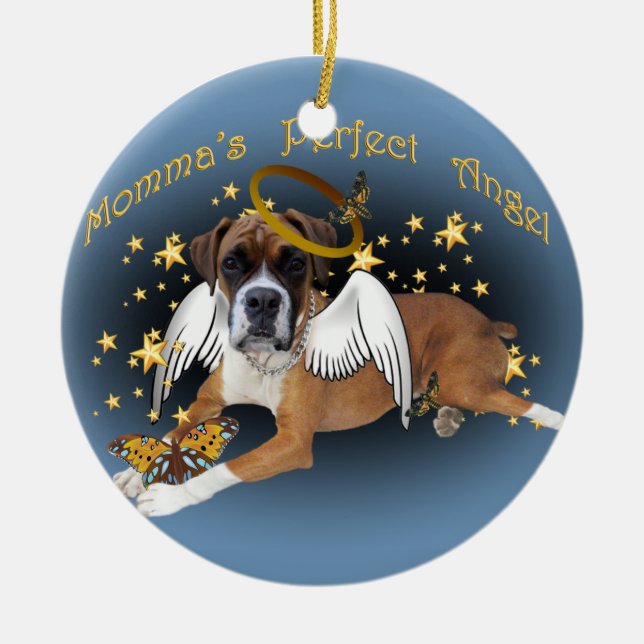 Mommas perfekte Engels-Boxer-Verzierung Keramik Ornament (Vorne)