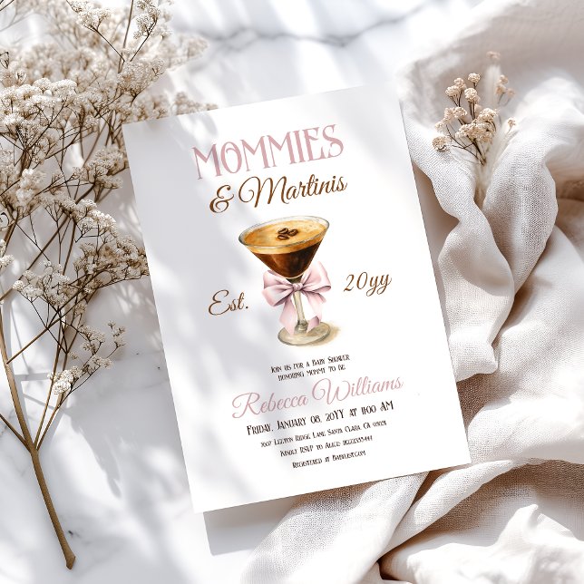 Mommies und Martini Tini One Girl Bow Baby Dusche Einladung (Von Creator hochgeladen)
