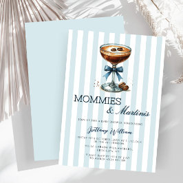 Mommies und Martinis Blue Bow Boy Baby Shower Einladung