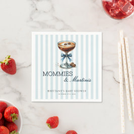 Mommies und Martinis Blue Bow Boy Baby Shower Serviette