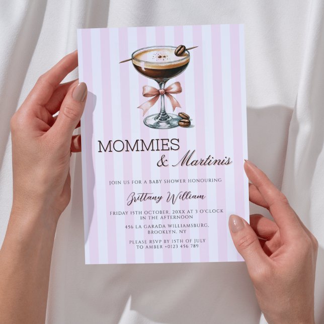 Mommies und Martinis Pink Bow Pink Girl Einladung (Von Creator hochgeladen)