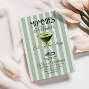 Mommies und Matcha Olive Green Bow Baby Shower Einladung