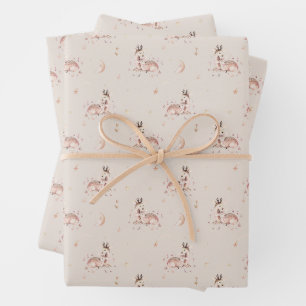 Mommy and Baby Deer Pattern Woodland Babydusche Geschenkpapier Set