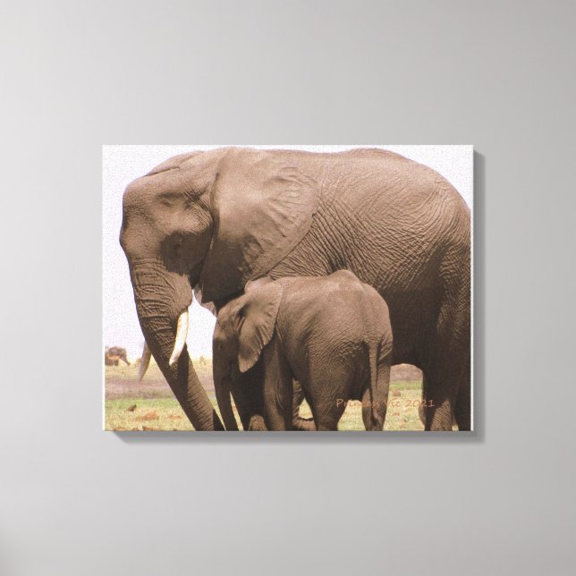Mommy and Baby Elephant Leinwanddruck (Vorderseite)