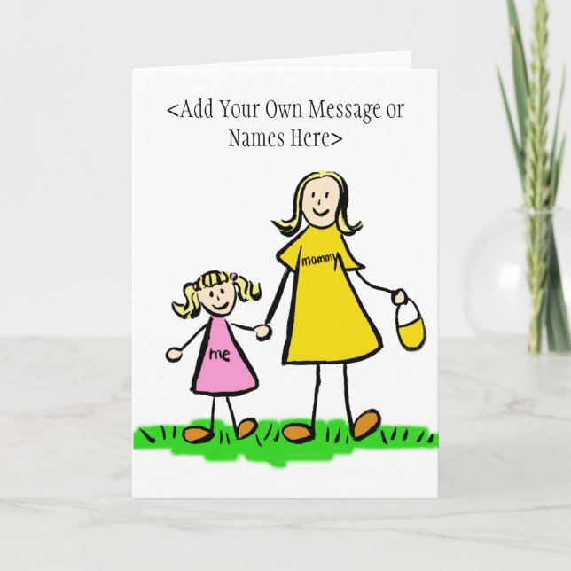 Mommy and Me Blond Card (Nachricht anpassen) Karte (Vorderseite)