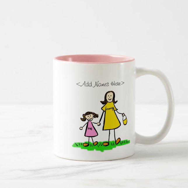 Mommy and Me Little Girl (Brünett - Individuelle N Zweifarbige Tasse (Rechts)