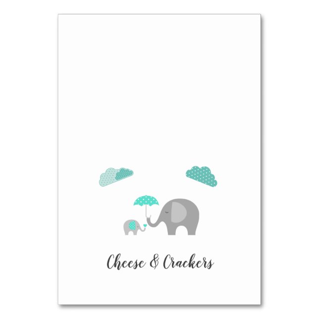 Mommy Baby Elephant mit Clouds Buffet Food Labels Tischnummer (Vorderseite)