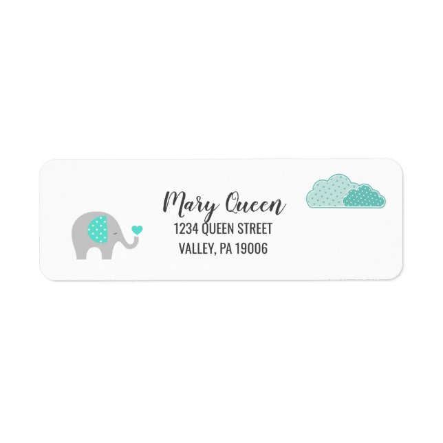 Mommy Baby Elephant mit Clouds Rücksendeadresse (Vorne)