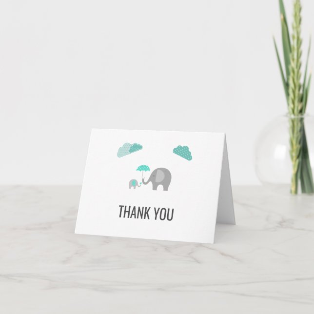 Mommy Baby Elephant mit Wolken Danke Karte (Vorderseite)