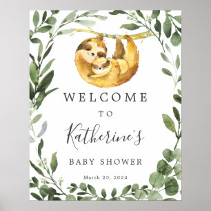 Mommy Baby Sloth Baby Dusche Begrüßungszeichen Poster
