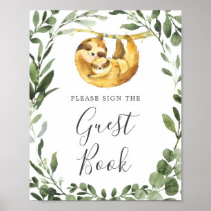 Mommy Baby Sloth Baby Show Gästebuch Schild