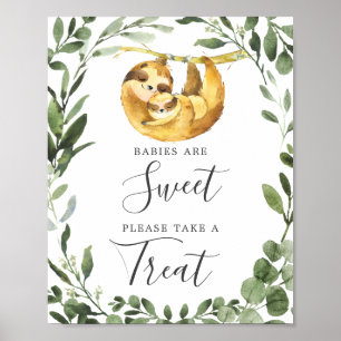 Mommy Baby Sloth Babydusche Babys sind süßes Zeich Poster