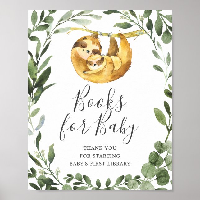 Mommy Baby Sloth Babydusche Bücher für Babysignatu Poster (Vorne)