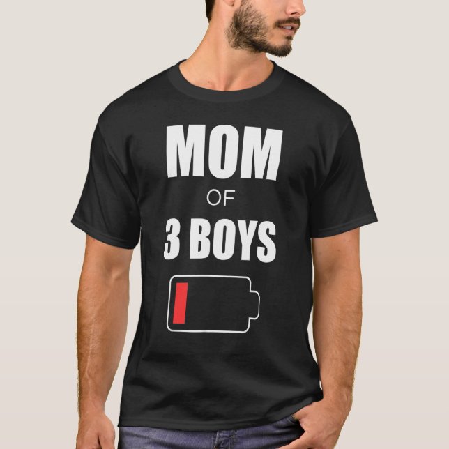 Mommy Battery Motheru2019s Mama von 3 Jungen T-Shirt (Vorderseite)