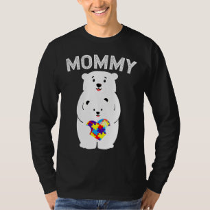 Mommy Bear Autism Awareness Puzzle Heart Family Lo T-Shirt