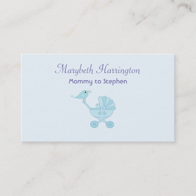Mommy Calling Card Baby Blue Birds Telefonnummerkarte (Vorderseite)