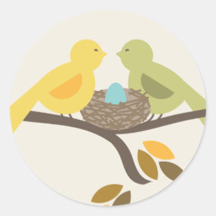 Mommy & Daddy Birds & Blue Egg Fall Baby Dusche Runder Aufkleber