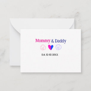 Mommy & Daddy neue Eltern geben Datum einfügen Her Mitteilungskarte
