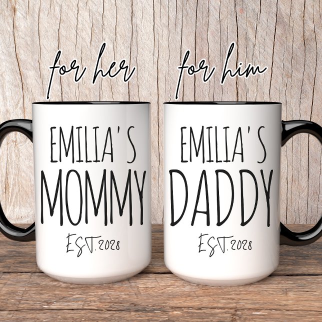 Mommy & Daddy Personalized Mug | Junge Mutter Tasse (mommy and daddy mug, personalized mommy mug, custom daddy mug, mug for mom, mug for dad,)