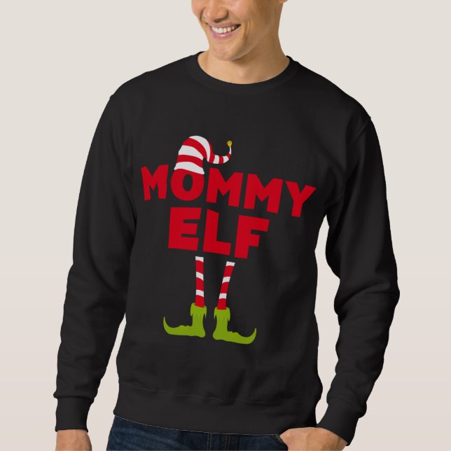 Mommy Elf Long Sleeve Matching Weihnachtskostüm Sweatshirt (Vorderseite)