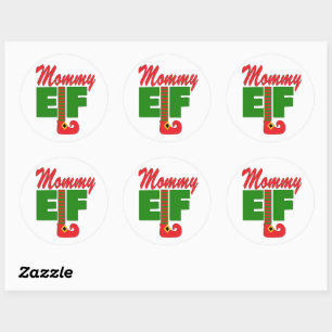 Mommy Elf Runder Aufkleber
