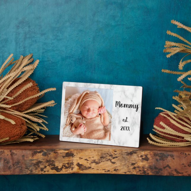Mommy Est Year Marble Foto New Mother Gift Fotoplatte (Seite)