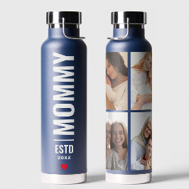 Mommy Established | Custom Date 4 Foto Trendy Trinkflasche