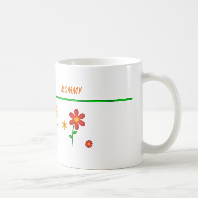 MOMMY FLOWERWERED PERSONALISIERTE MUG KAFFEETASSE (Rechts)