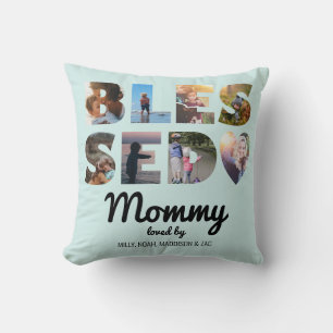 Mommy gesegnet Foto Collage Personalisiert Minze Kissen