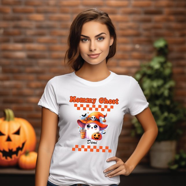 Mommy Ghost Personalisiert Name Halloween-Geschenk T-Shirt (Von Creator hochgeladen)