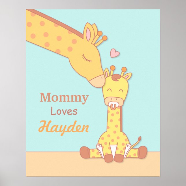 Mommy Giraffe und Baby Calf Kinderzimmer Zimmerdek Poster (Vorne)