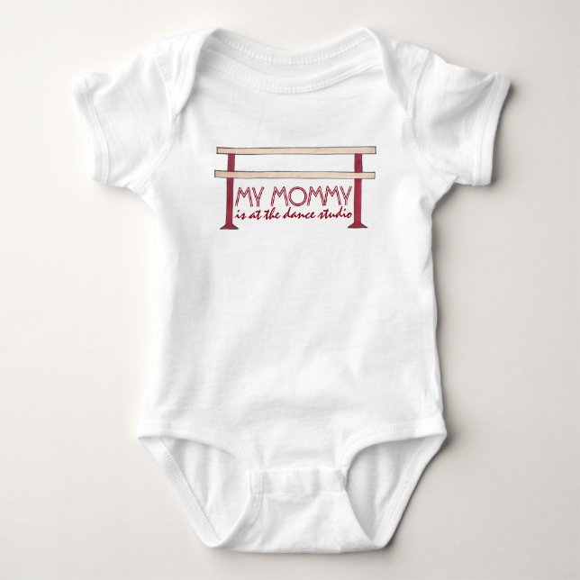 Mommy ist im Dance Studio Ballet Barre Teacher Baby Strampler (Vorderseite)