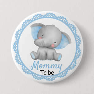 Mommy Junge Mutter Baby Boy Dusche Elephant Blue Button