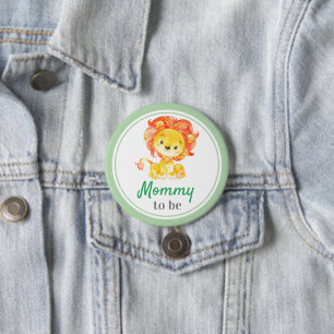 Mommy Junge Mutter Baby Shower Safari Löwe Jungle Button