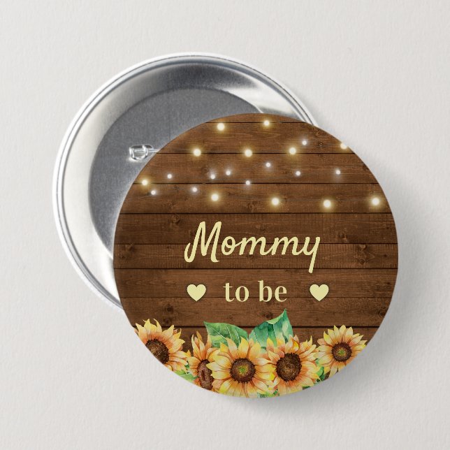 Mommy Junge Mutter Tante Sonnenblume Baby Dusche Button (Vorne & Hinten)