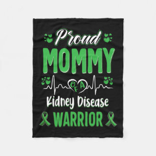 Mommy Kidney Disease Warrior Awareness Ribbon Gree Fleecedecke