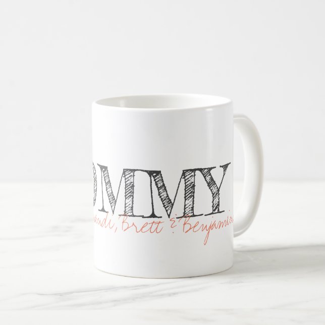 MOMMY Kids nennen Keepake Moderne Typografie Sweet Kaffeetasse (VorderseiteRechts)