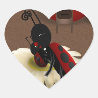 Mommy Ladybug küsst ihr Baby Herz-Aufkleber