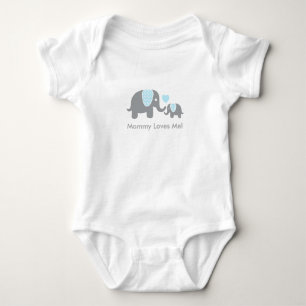 Mommy Lieben Me Elefanten in Blau und Grau Baby Strampler