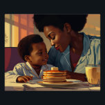 Mommy, Me and Pancakes Poster<br><div class="desc">This AI design expresses motherhood. Using brilliant lighting and the joy of pancakes design fits well in anyone's Office any room in your home or maybe even a restaurant.</div>