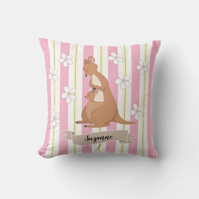 Mommy & Me Kangaroo With Stripes Kissen (Vorderseite)
