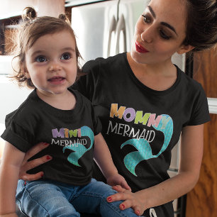 Mommy & Mini Mermaid Matching Parent Kid Black Kleinkind T-shirt